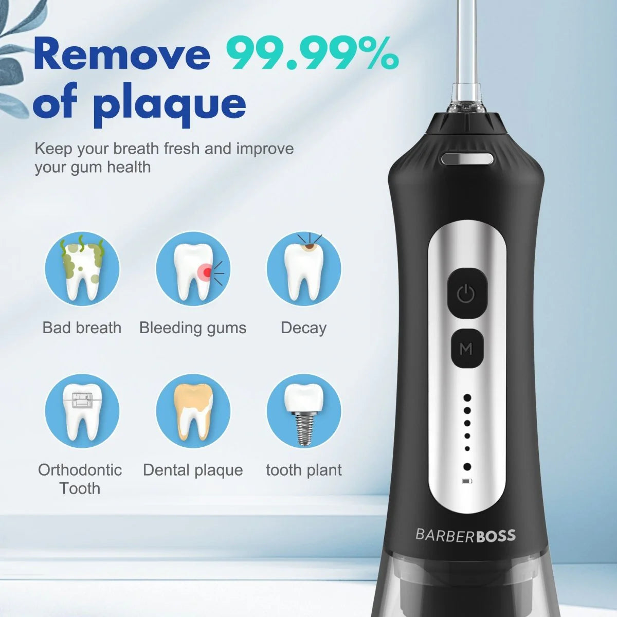 BarberBoss QR-7025 Water Flosser – Professional Dental Care with Adjustable Settings and Portable Design