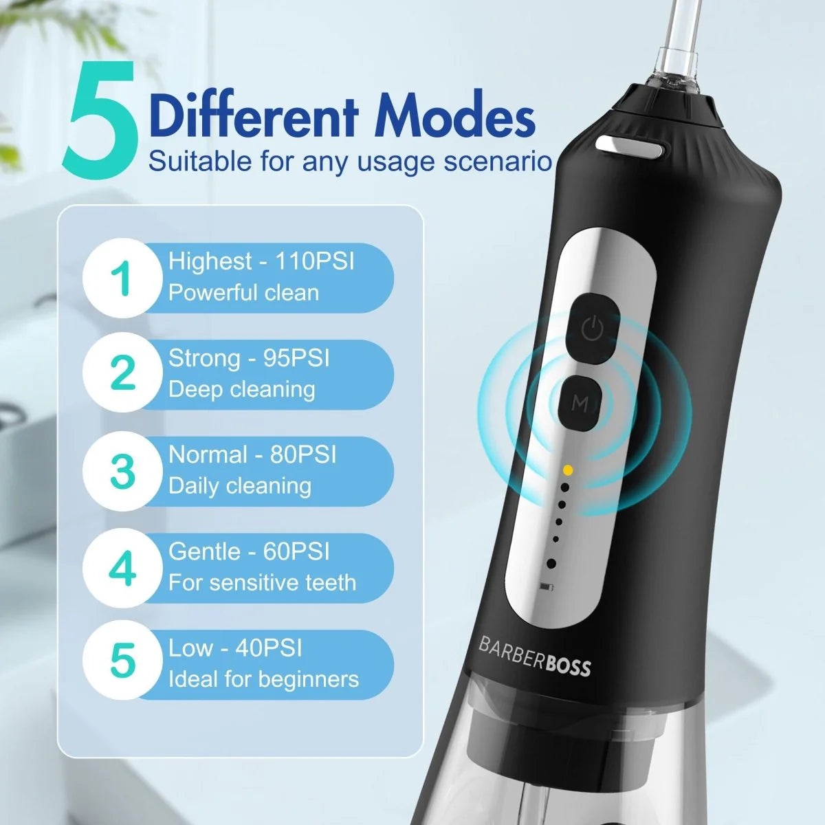 BarberBoss QR-7025 Water Flosser – Professional Dental Care with Adjustable Settings and Portable Design