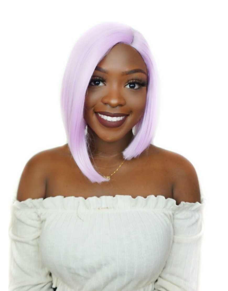 CLARA - CANDY FLOSS Lace front & L Part Hand Tied Straight Bob Synthetic wig