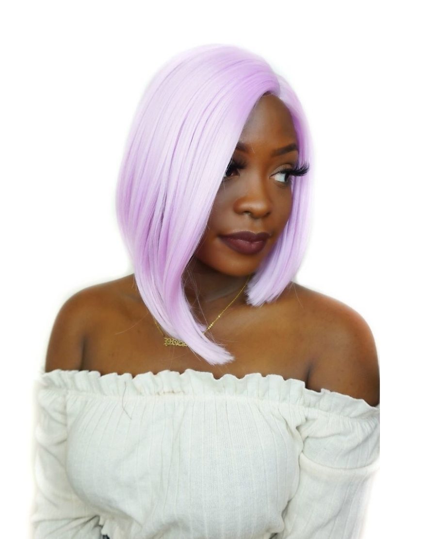 CLARA - CANDY FLOSS Lace front & L Part Hand Tied Straight Bob Synthetic wig
