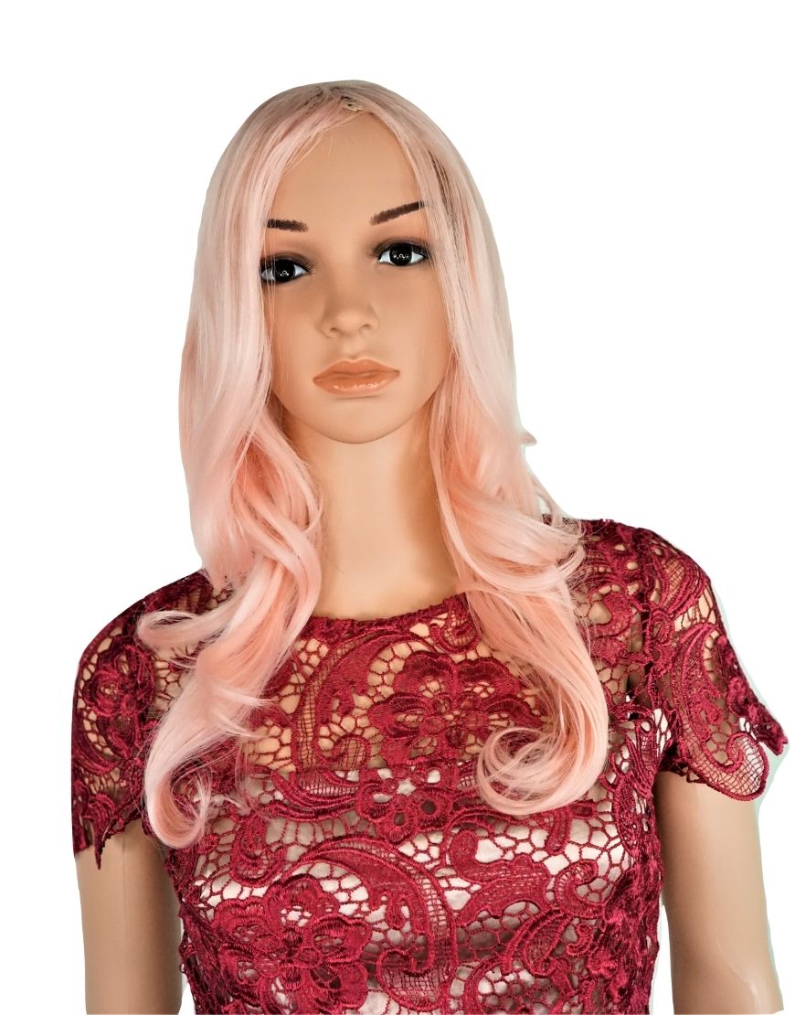 Kate Rose Gold curly wavy fiber synthetic wig