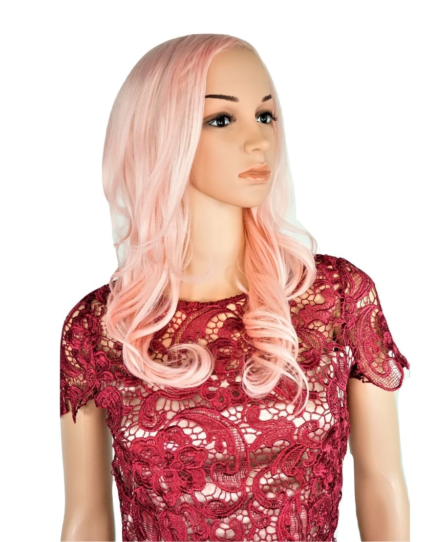 Kate Rose Gold curly wavy fiber synthetic wig