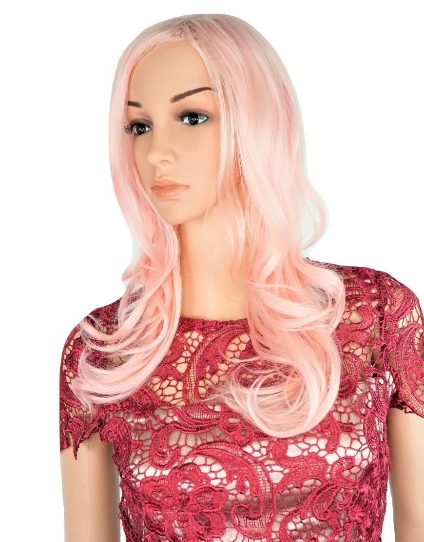 Kate Rose Gold curly wavy fiber synthetic wig